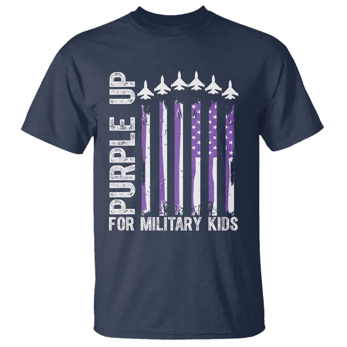 Purple Up For Military Kids T Shirt American Flag Air Force Military Child Month