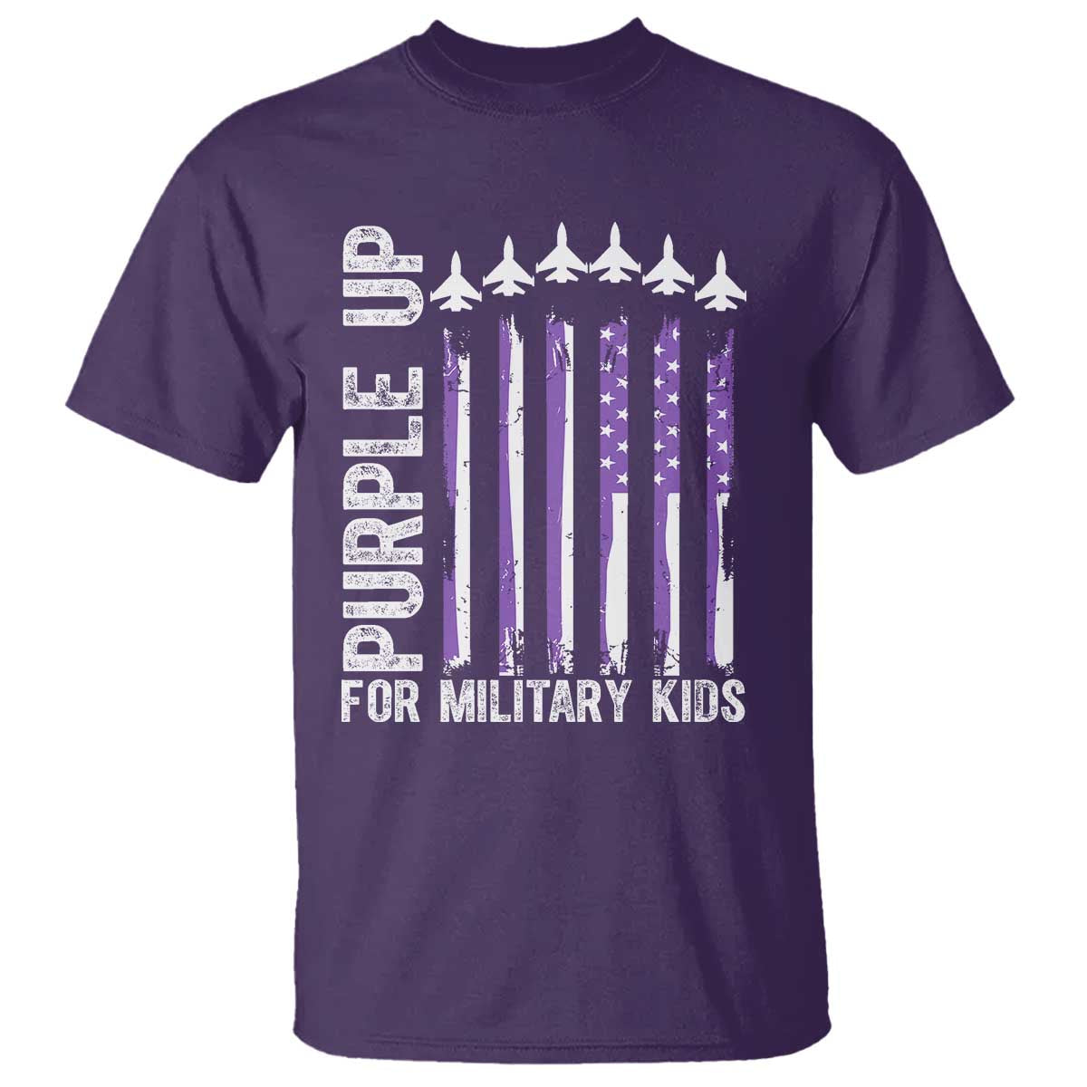 Purple Up For Military Kids T Shirt American Flag Air Force Military Child Month