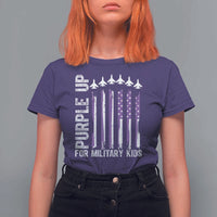 Purple Up For Military Kids T Shirt For Women American Flag Air Force Military Child Month