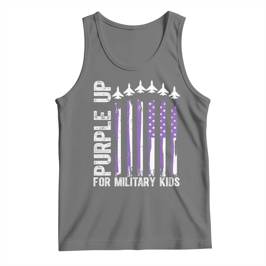 Purple Up For Military Kids Tank Top American Flag Air Force Military Child Month
