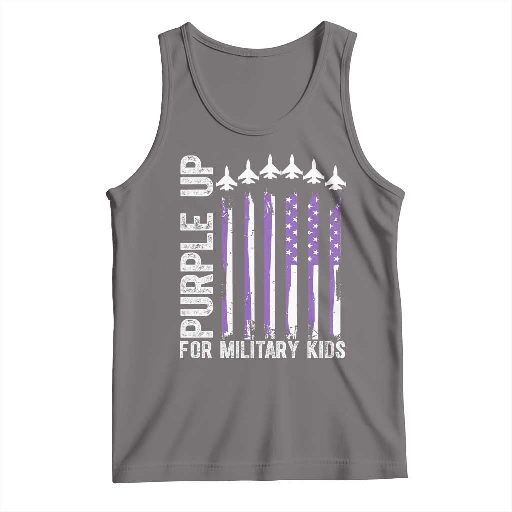 Purple Up For Military Kids Tank Top American Flag Air Force Military Child Month