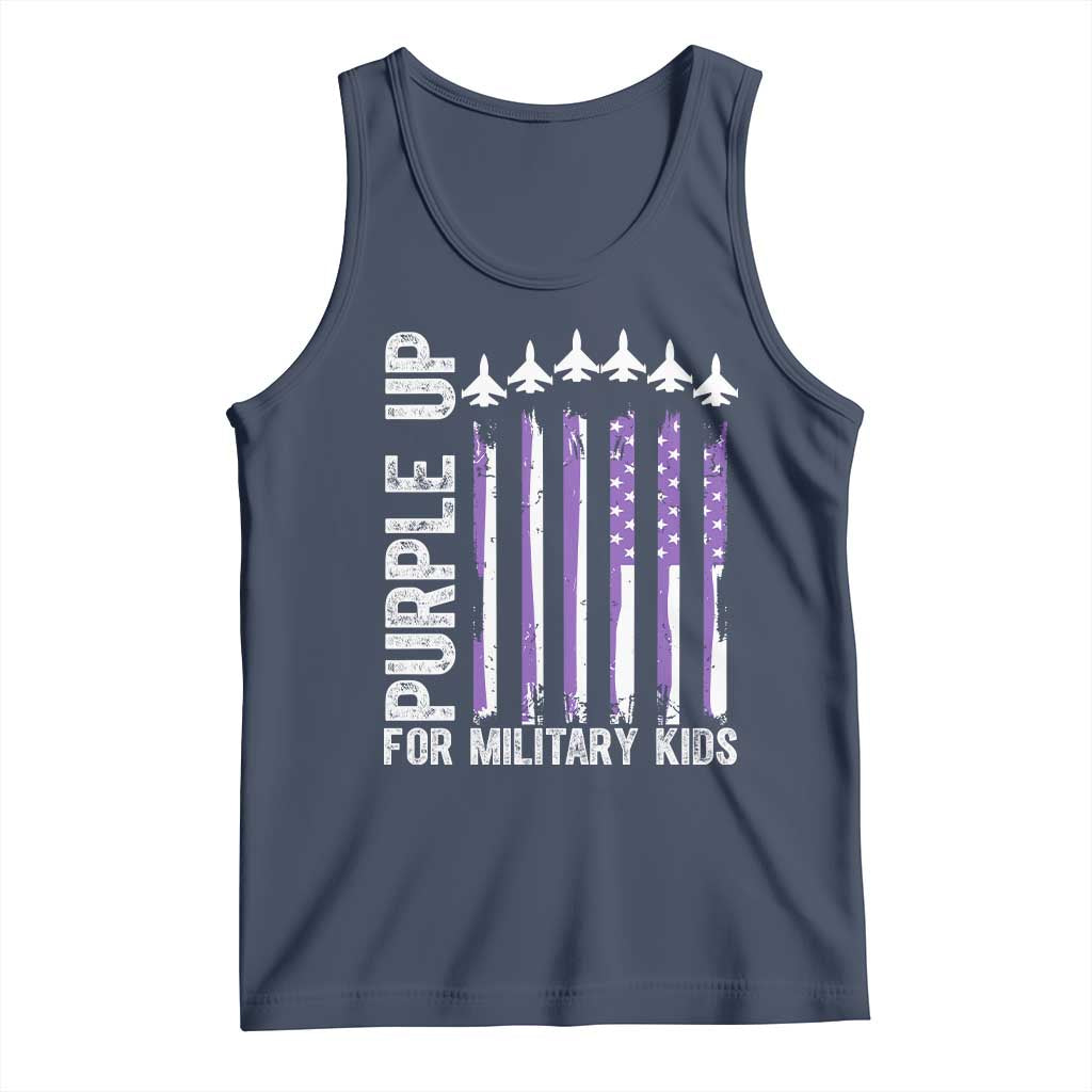Purple Up For Military Kids Tank Top American Flag Air Force Military Child Month