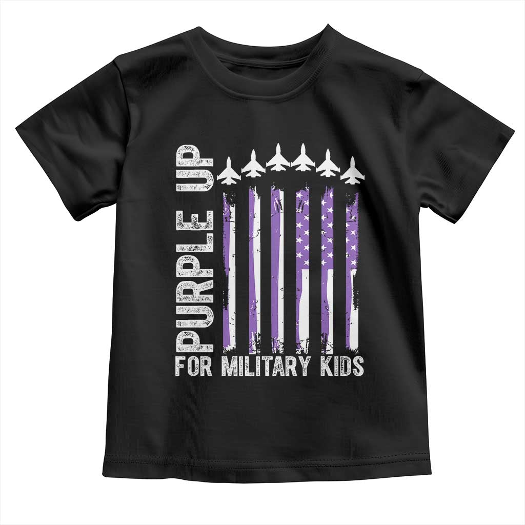 Purple Up For Military Kids Toddler T Shirt American Flag Air Force Military Child Month