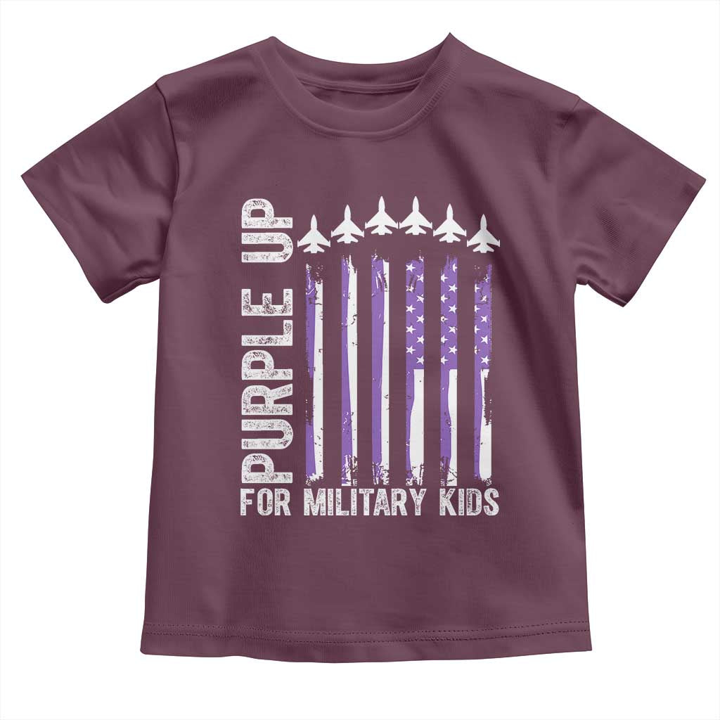 Purple Up For Military Kids Toddler T Shirt American Flag Air Force Military Child Month