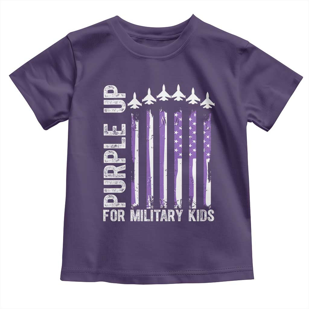 Purple Up For Military Kids Toddler T Shirt American Flag Air Force Military Child Month