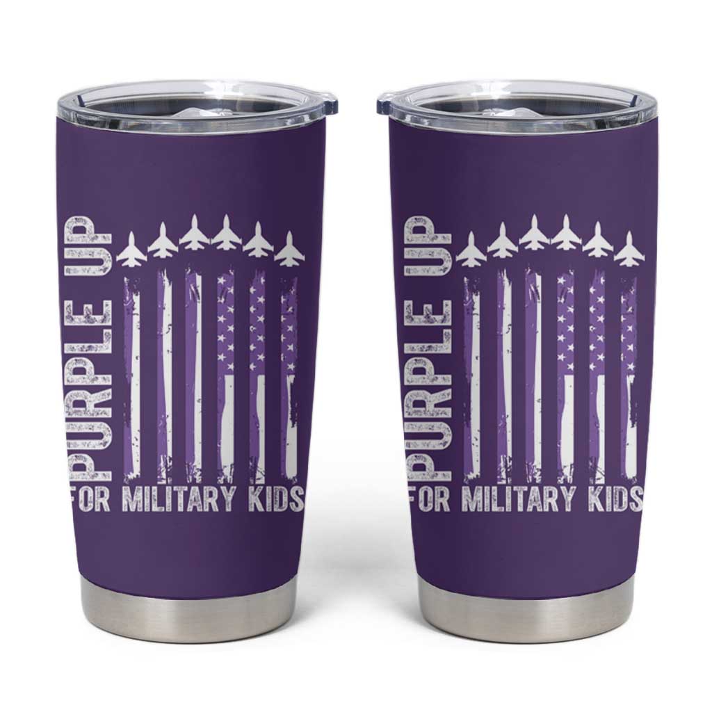 Purple Up For Military Kids Tumbler Cup American Flag Air Force Military Child Month