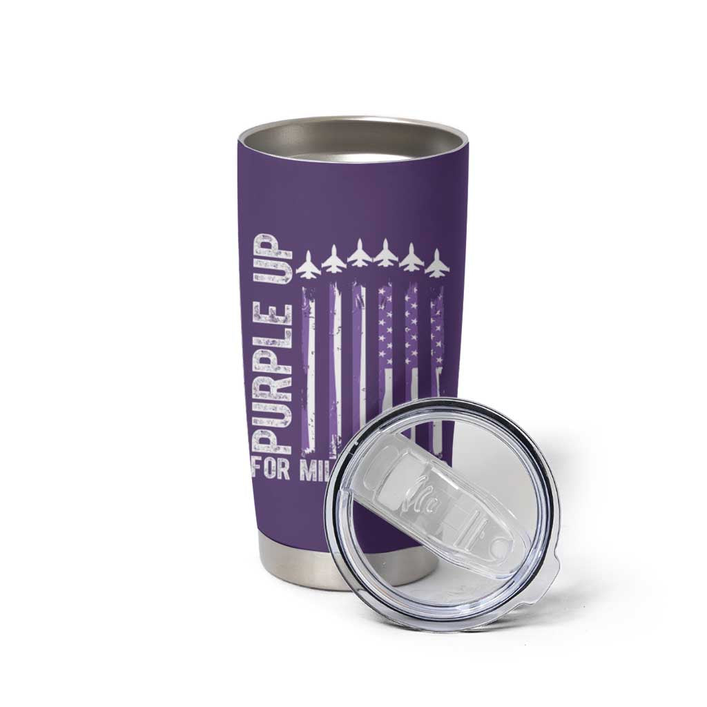 Purple Up For Military Kids Tumbler Cup American Flag Air Force Military Child Month