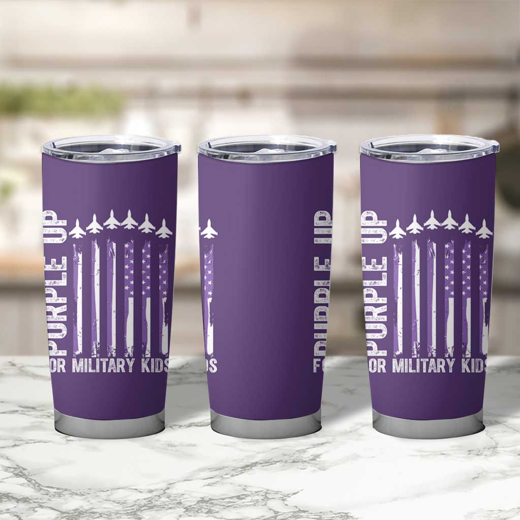 Purple Up For Military Kids Tumbler Cup American Flag Air Force Military Child Month