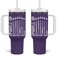 Purple Up For Military Kids Tumbler With Handle American Flag Air Force Military Child Month
