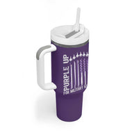 Purple Up For Military Kids Tumbler With Handle American Flag Air Force Military Child Month