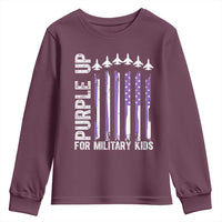 Purple Up For Military Kids Youth Sweatshirt American Flag Air Force Military Child Month