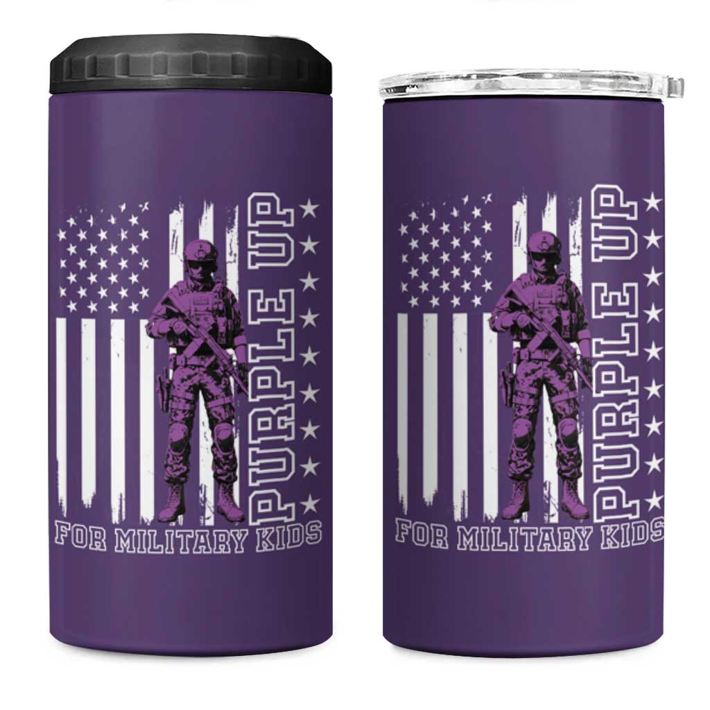 Purple Up For Military Kids 4 in 1 Can Cooler Tumbler Military Child Month