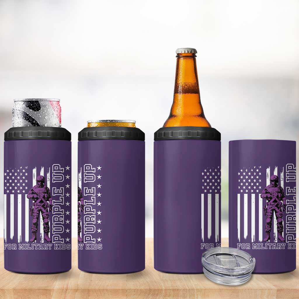 Purple Up For Military Kids 4 in 1 Can Cooler Tumbler Military Child Month