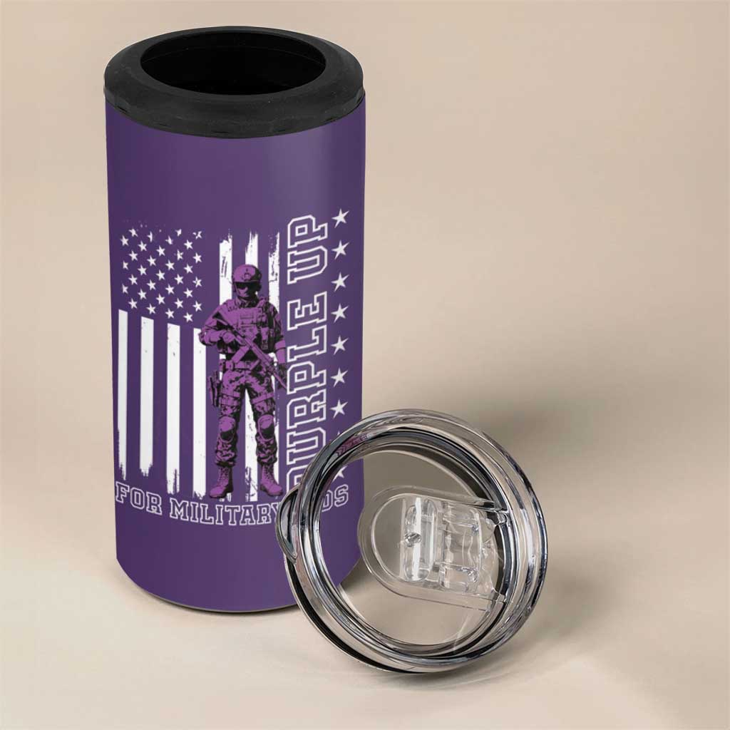 Purple Up For Military Kids 4 in 1 Can Cooler Tumbler Military Child Month