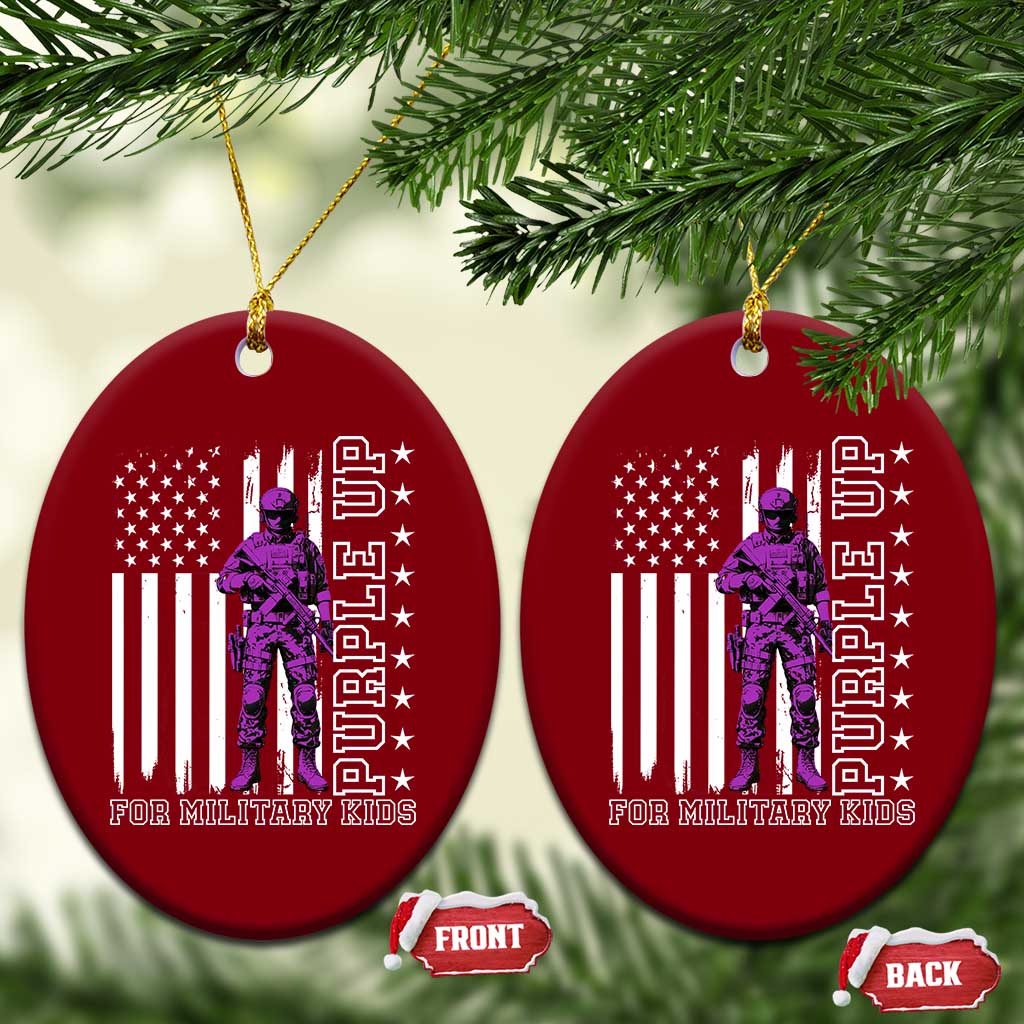 Purple Up For Military Kids Ceramic Ornament Military Child Month - Wonder Print Shop