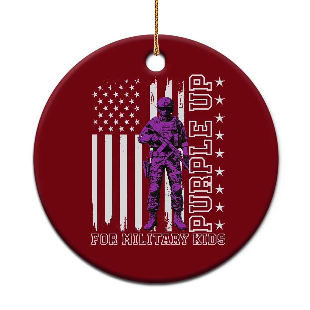 Purple Up For Military Kids Ceramic Ornament Military Child Month - Wonder Print Shop
