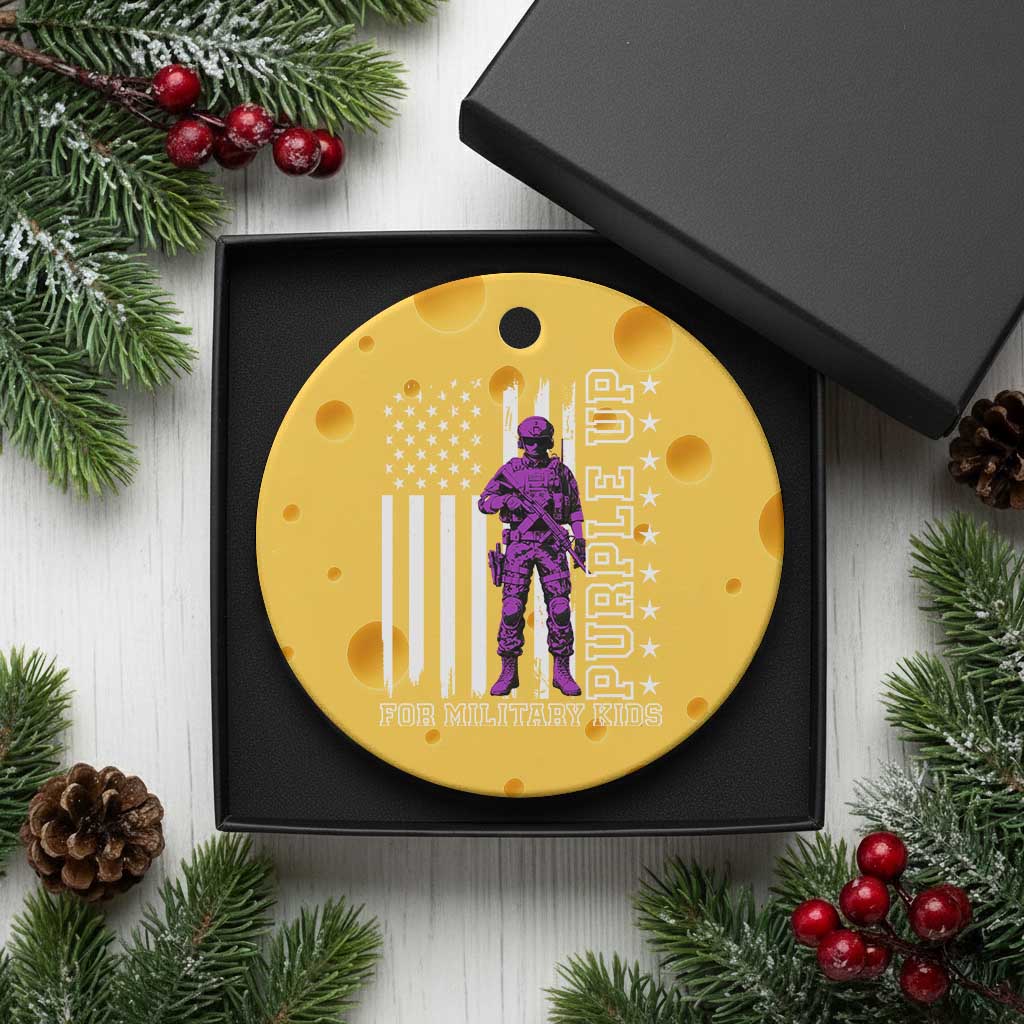 Purple Up For Military Kids Ceramic Ornament Military Child Month - Wonder Print Shop