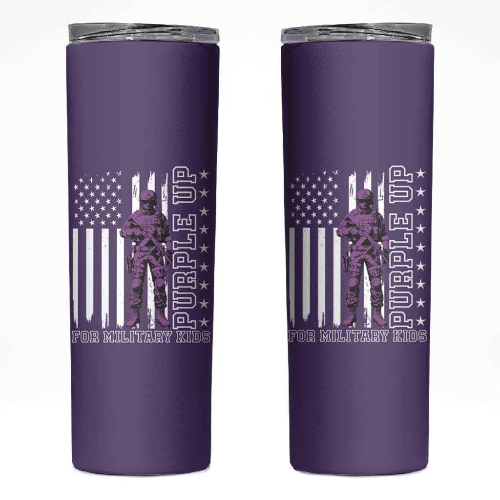 Purple Up For Military Kids Skinny Tumbler Military Child Month