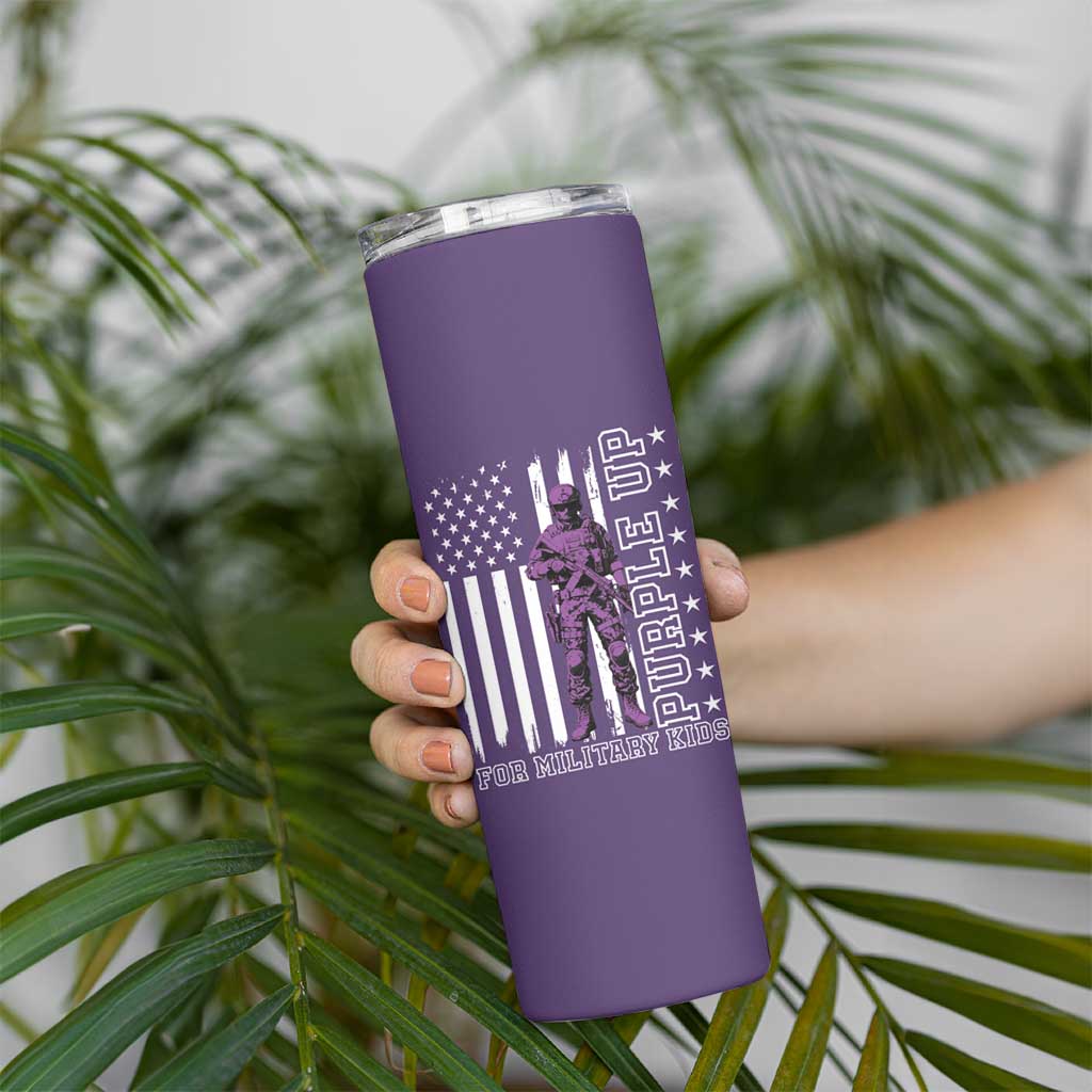 Purple Up For Military Kids Skinny Tumbler Military Child Month