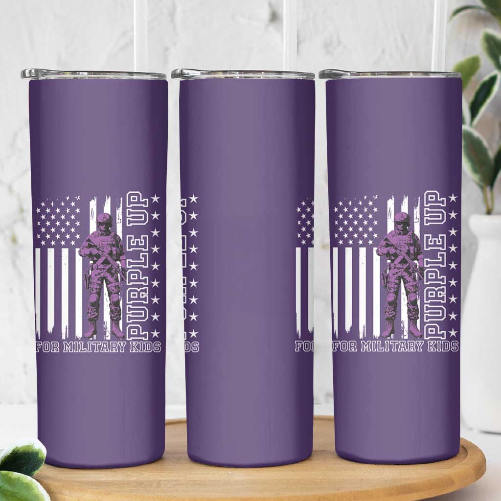 Purple Up For Military Kids Skinny Tumbler Military Child Month