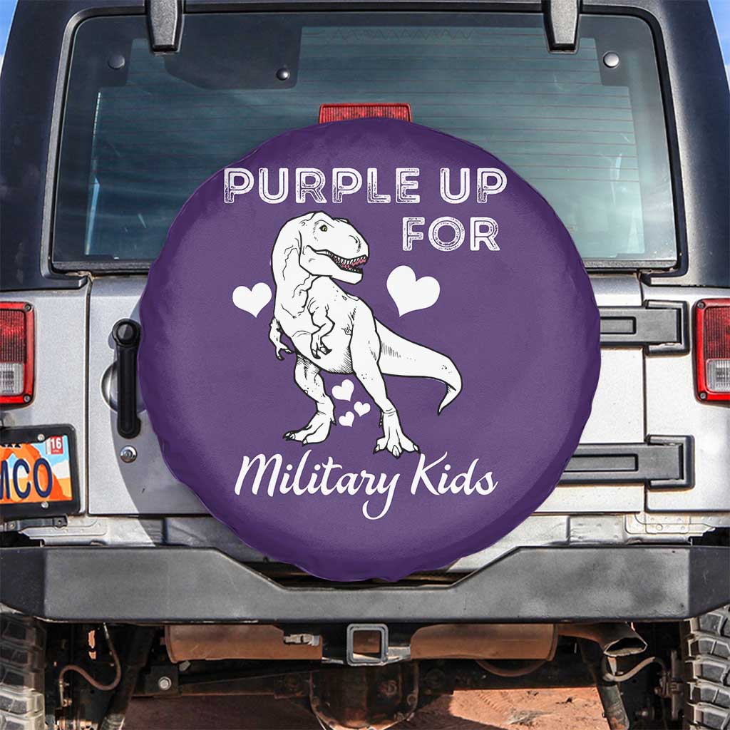Purple Up For Military Kids Spare Tire Cover Military Child Month Dinosaur