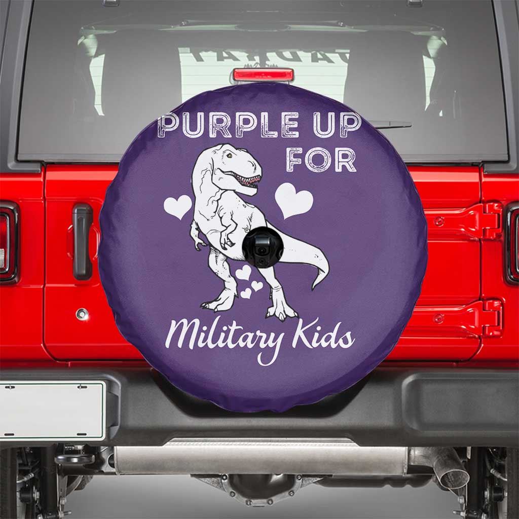 Purple Up For Military Kids Spare Tire Cover Military Child Month Dinosaur