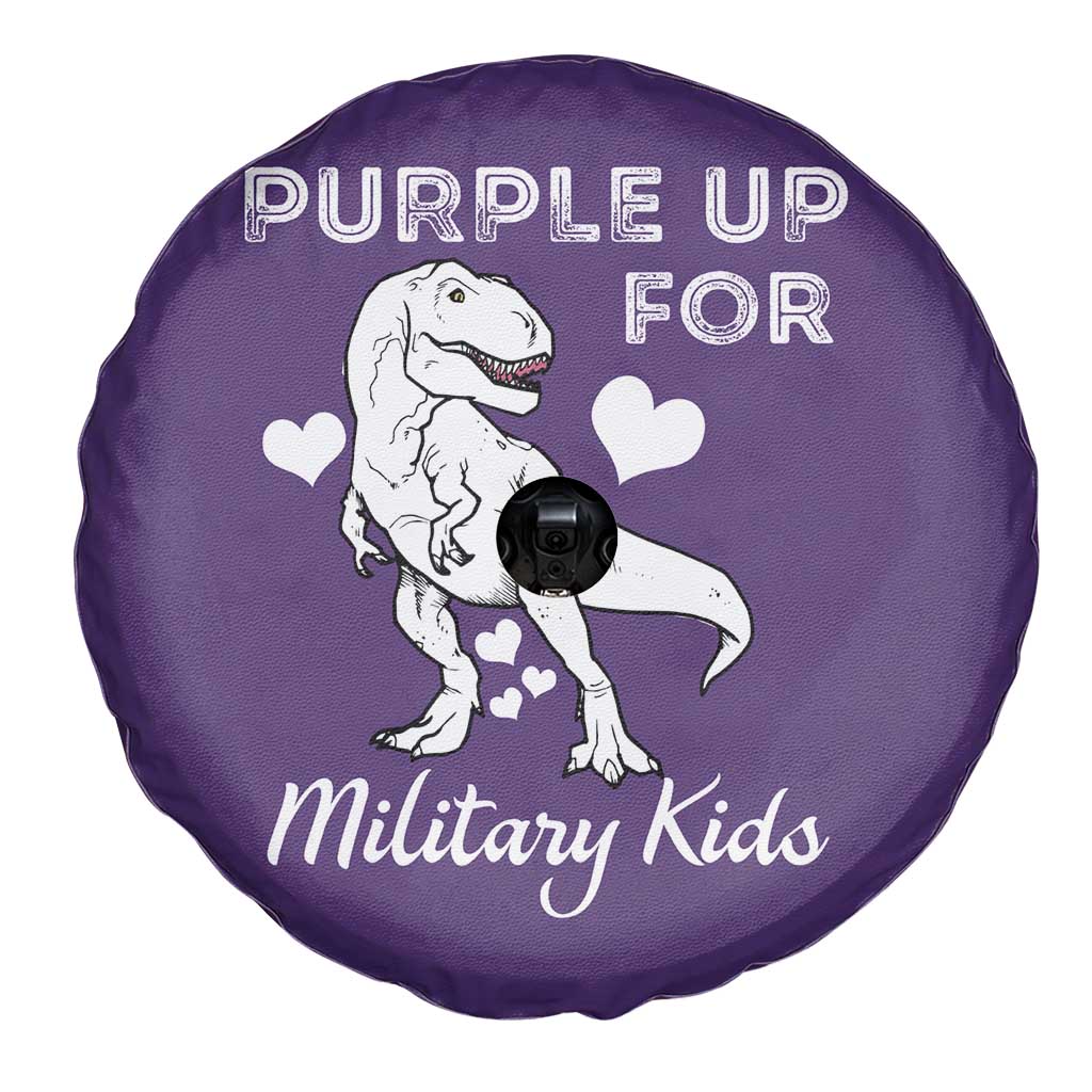 Purple Up For Military Kids Spare Tire Cover Military Child Month Dinosaur