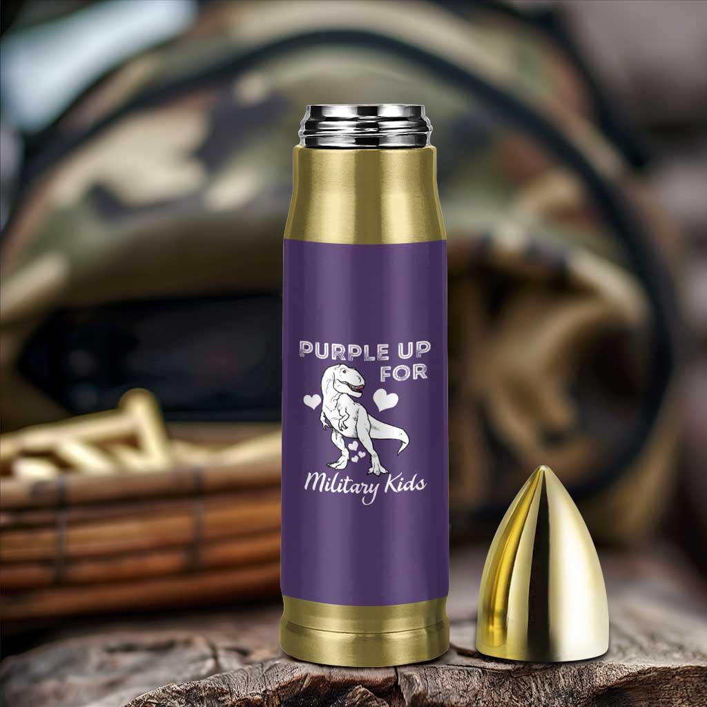 Purple Up For Military Kids Bullet Tumbler Military Child Month Dinosaur