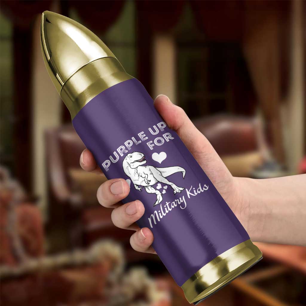 Purple Up For Military Kids Bullet Tumbler Military Child Month Dinosaur
