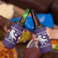 Purple Up For Military Kids 4 in 1 Can Cooler Tumbler Military Child Month Dinosaur