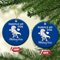 Purple Up For Military Kids Ceramic Ornament Military Child Month Dinosaur - Wonder Print Shop
