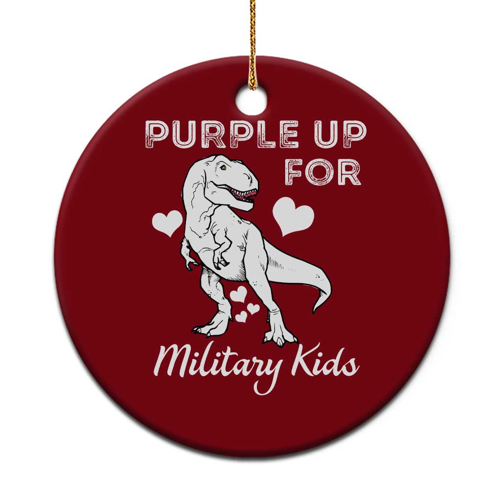 Purple Up For Military Kids Ceramic Ornament Military Child Month Dinosaur - Wonder Print Shop