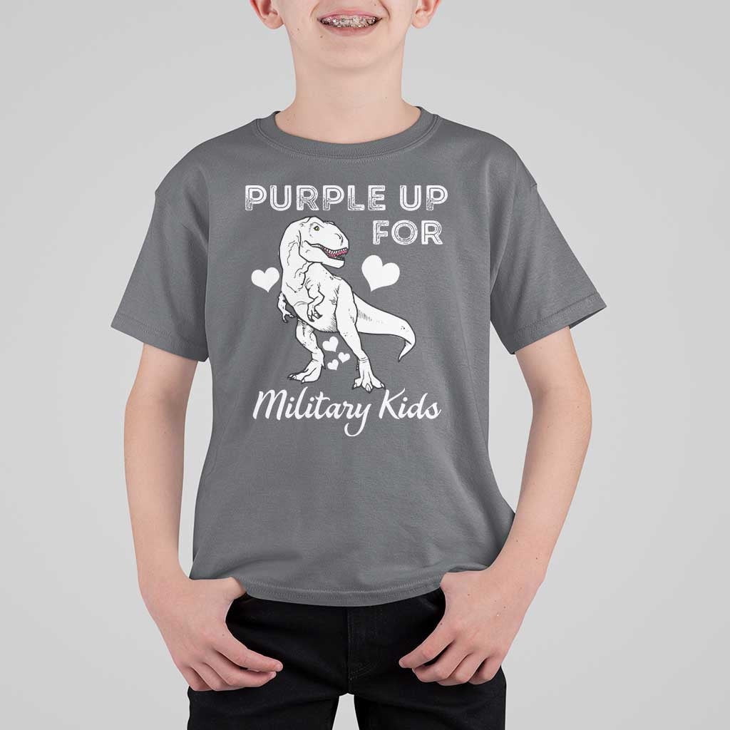 Purple Up For Military Kids T Shirt For Kid Military Child Month Dinosaur
