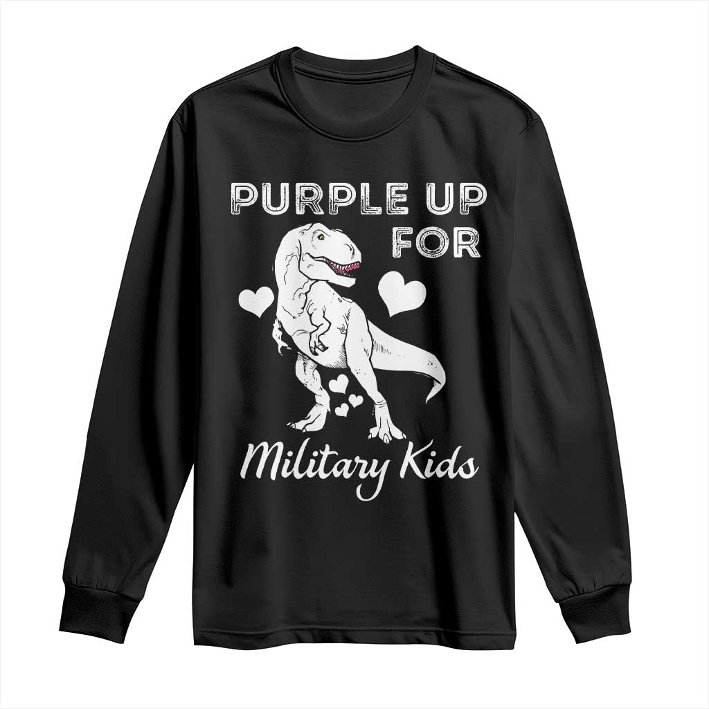 Purple Up For Military Kids Long Sleeve Shirt Military Child Month Dinosaur