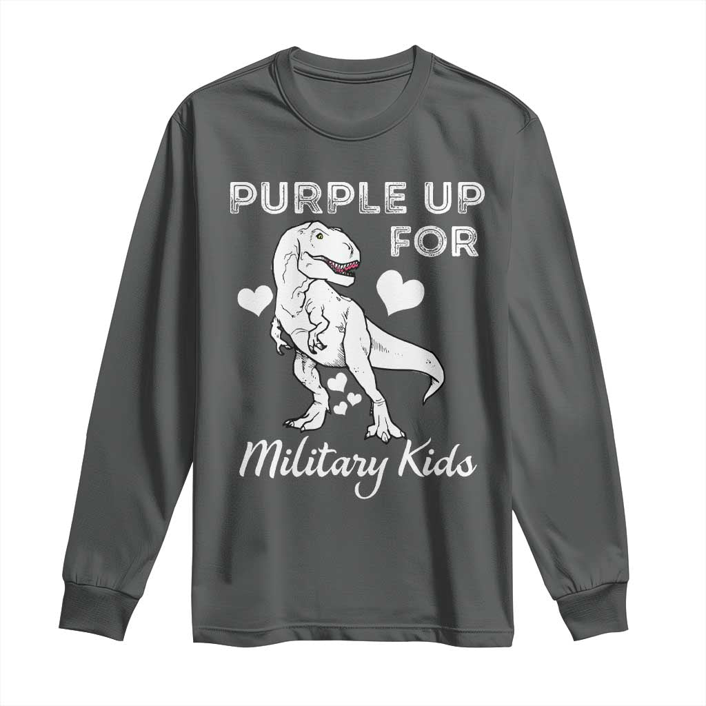 Purple Up For Military Kids Long Sleeve Shirt Military Child Month Dinosaur
