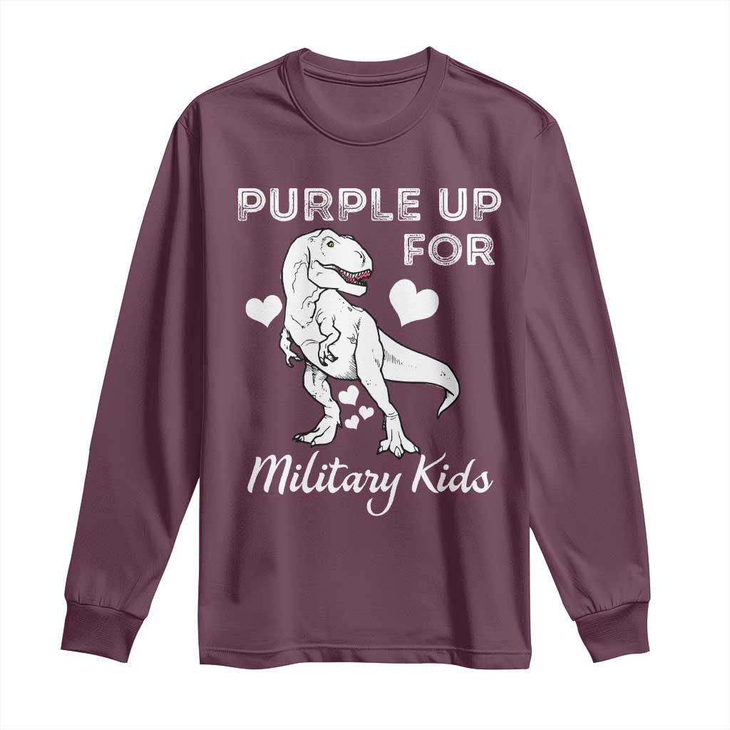 Purple Up For Military Kids Long Sleeve Shirt Military Child Month Dinosaur
