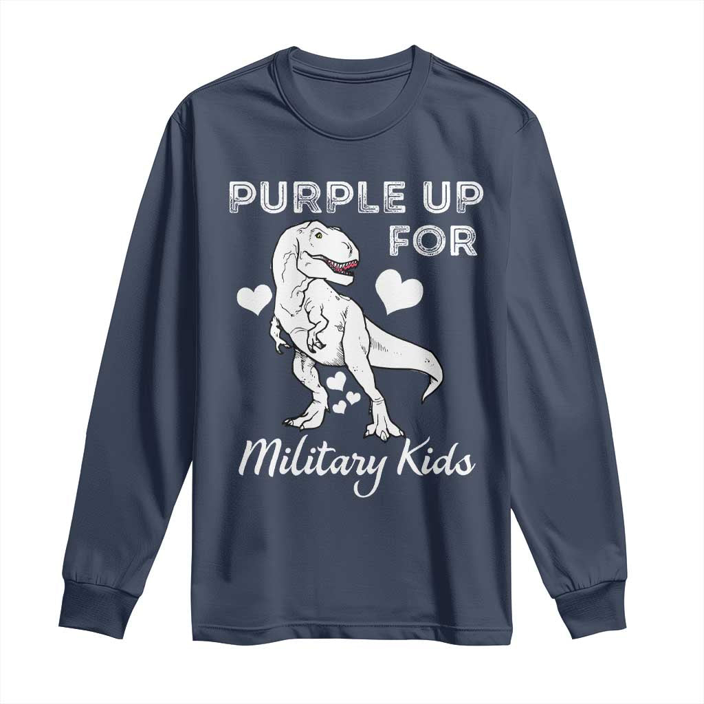 Purple Up For Military Kids Long Sleeve Shirt Military Child Month Dinosaur