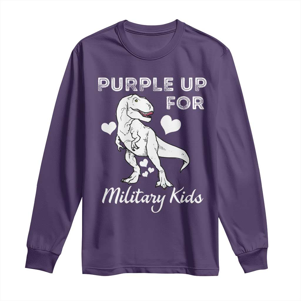 Purple Up For Military Kids Long Sleeve Shirt Military Child Month Dinosaur
