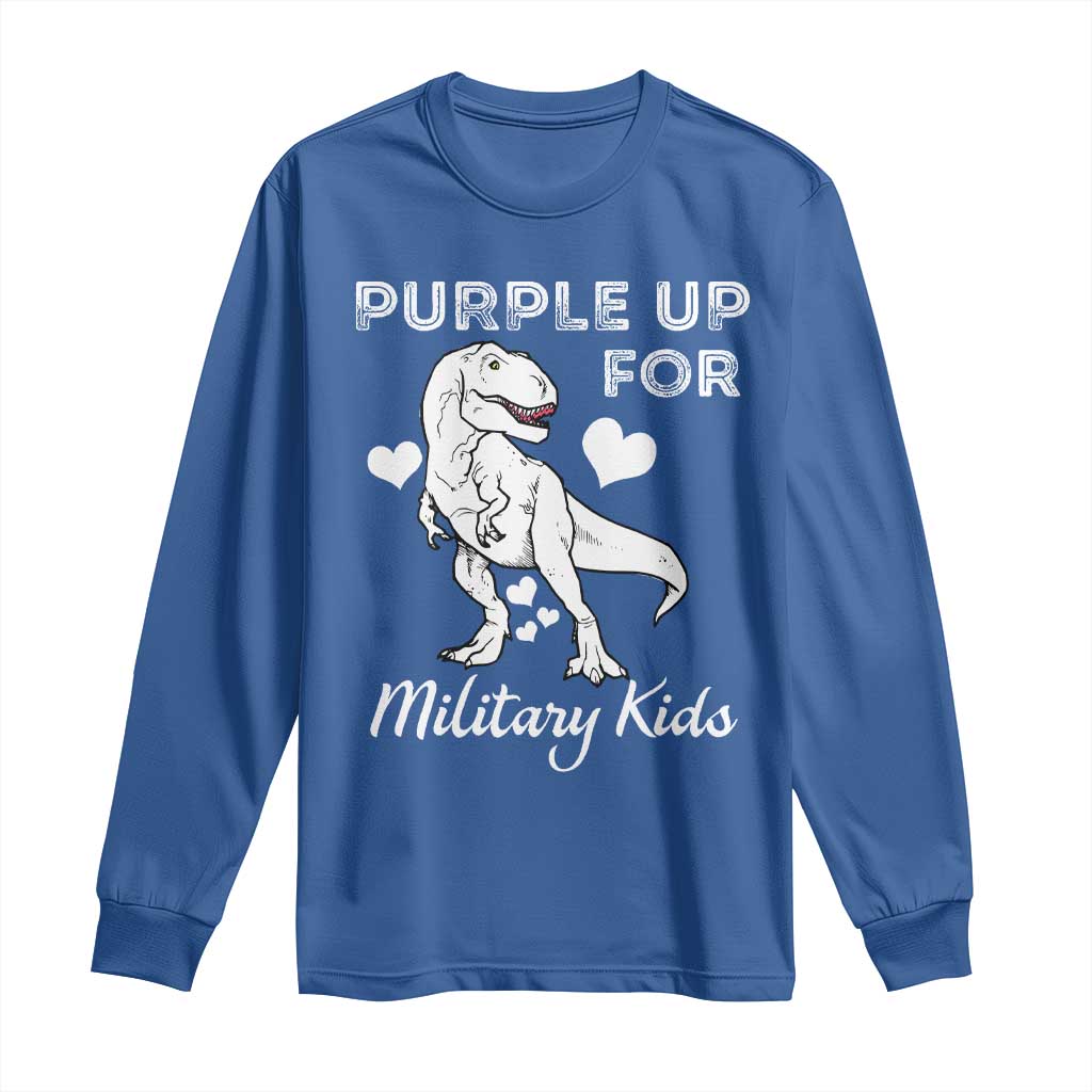Purple Up For Military Kids Long Sleeve Shirt Military Child Month Dinosaur