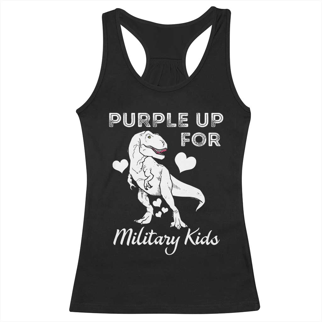 Purple Up For Military Kids Racerback Tank Top Military Child Month Dinosaur