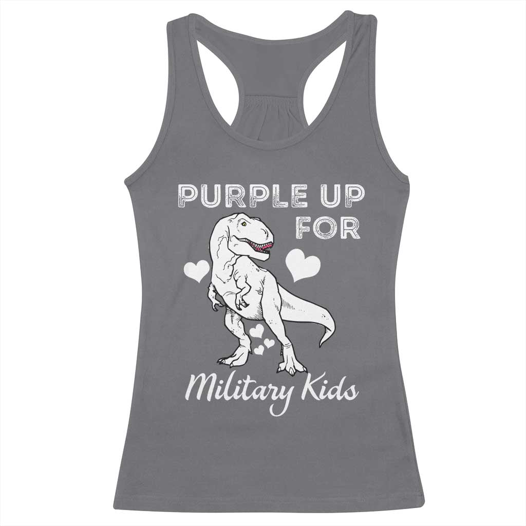 Purple Up For Military Kids Racerback Tank Top Military Child Month Dinosaur