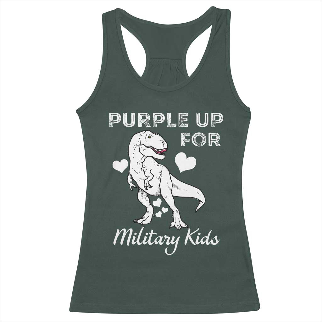 Purple Up For Military Kids Racerback Tank Top Military Child Month Dinosaur