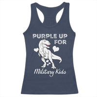 Purple Up For Military Kids Racerback Tank Top Military Child Month Dinosaur