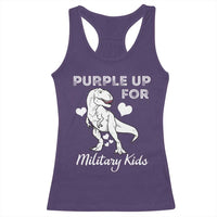 Purple Up For Military Kids Racerback Tank Top Military Child Month Dinosaur