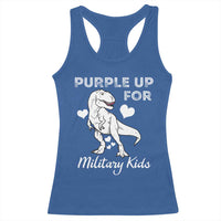 Purple Up For Military Kids Racerback Tank Top Military Child Month Dinosaur