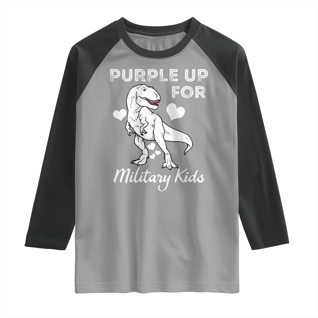 Purple Up For Military Kids Raglan Shirt Military Child Month Dinosaur