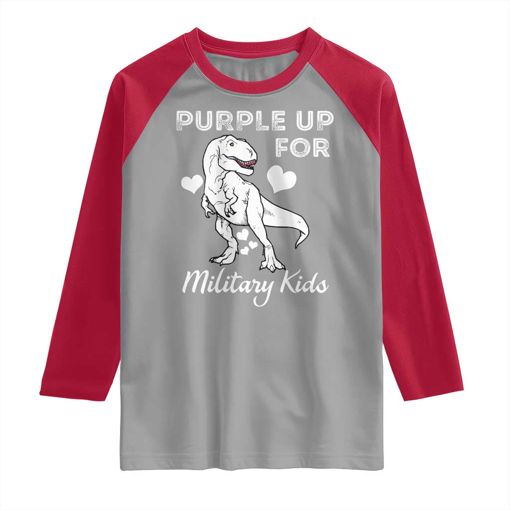 Purple Up For Military Kids Raglan Shirt Military Child Month Dinosaur