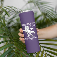 Purple Up For Military Kids Skinny Tumbler Military Child Month Dinosaur