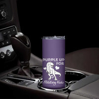 Purple Up For Military Kids Skinny Tumbler Military Child Month Dinosaur