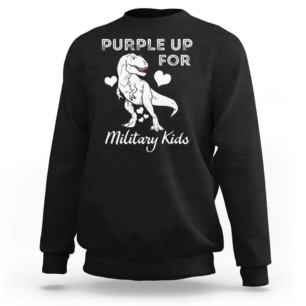 Purple Up For Military Kids Sweatshirt Military Child Month Dinosaur